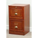 Reproduction stained oak two drawer filing cabinet, W46cm, H77cm,