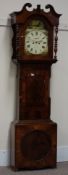 Victorian figured mahogany longcase clock, Yorkshire case, eight day movement striking on bell,