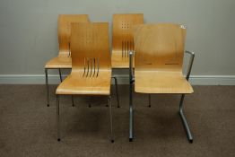 Three bent ply chair by Godfrey Syrett of Newcastle upon Lyme and similar armchair