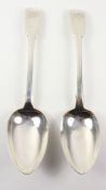 Pair of silver fiddle pattern tablespoons by John Hawkins London 1824 approx 5oz