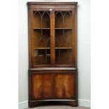 Reproduction Bevan Funnell mahogany concave corner display cabinet,
