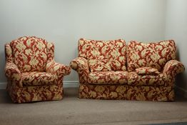 Four piece lounge suite - three seat sofa (W210cm), two seat sofa (W185cm), armchair (W105cm),
