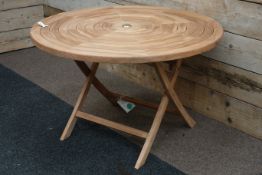 Solid teak circular garden table, D120cm Condition Report <a href='//www.