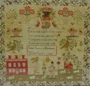 An early 19th century Sampler named and dated Sarah Stewart Hardmans Aged 7 1824,