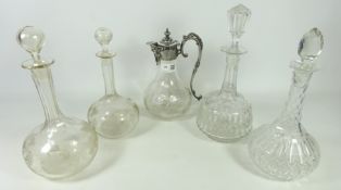 Early 20th Century claret jug with silver plated mounts,