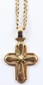 Cross pendant necklace stamped 9ct 375 approx 13gm Condition Report <a