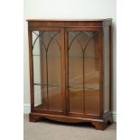 Reproduction mahogany illuminated glazed display cabinet, W95cm, H122cm,