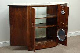 Mid 20th century 'Turnidge' walnut cocktail cabinet, fold over top, W83cm, H107cm,