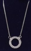 Brilliant cut diamond circle white gold pendant necklace hallmarked 18ct Condition Report