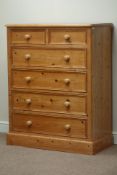 Solid pine chest, two short and four long drawers, W96cm, H120cm,