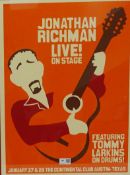 Vintage Retro Poster - Jonathan Richman Live on Stage at the Continental Club, Austin Texas, ltd ed.