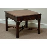 Reproduction mahogany square coffee table with single drawer, 65cm x 65cm,