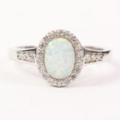 Oval opal and marcasite ring stamped 925 Condition Report <a href='//www.
