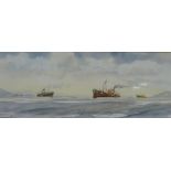 'Deep Sea Trawlers', watercolour signed by Bill Wedgwood, titled verso No.