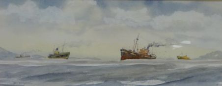 'Deep Sea Trawlers', watercolour signed by Bill Wedgwood, titled verso No.