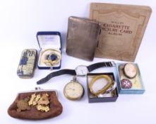 Hallmarked silver cigarette case, Ingersoll pocket watch, other watches, Air Gunner wings, St.