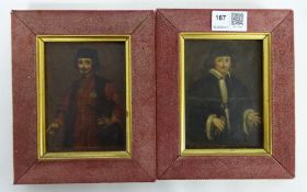 Pair of 18th/ 19th Century miniature portraits of Continental gentleman oil paintings on panel 8.