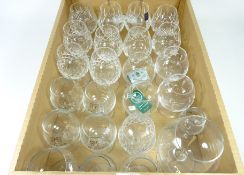 Pair of Edinburgh Crystal brandy glasses etched with golfers, Waterford Crystal brandy glass,