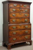 Georgian mahogany chest on chest, two short and six long drawers, fluted canted corners,
