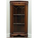 Georgian style mahogany corner cabinet, astragal glazed door, ogee bracket feet, W64cm, H122cm,