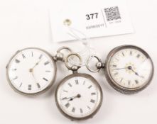 Three continental silver key wound pocket watches stamped 935,