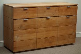 Solid teak sideboard, three drawers, three cupboards, W150cm, H90cm,