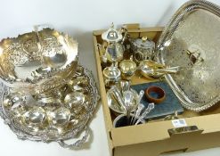 Silver plated punch bowl and matching cups,