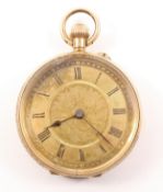 French pocket watch stamped 18k circa 1900 diameter 3.