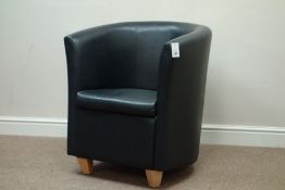 Faux leather tub shaped armchair, W75cm Condition Report <a href='//www.
