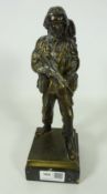 Bronze model of a paratrooper on marble plinth, H24.