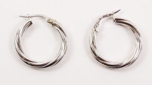 Pair of white gold rope twist ear-rings hallmarked 9ct Condition Report <a