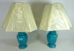 Pair of ceramic table lamps, shades as new Condition Report <a href='//www.