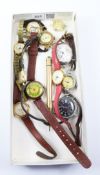 Early 20th century seed pearl set wristwatch, enamel dial,