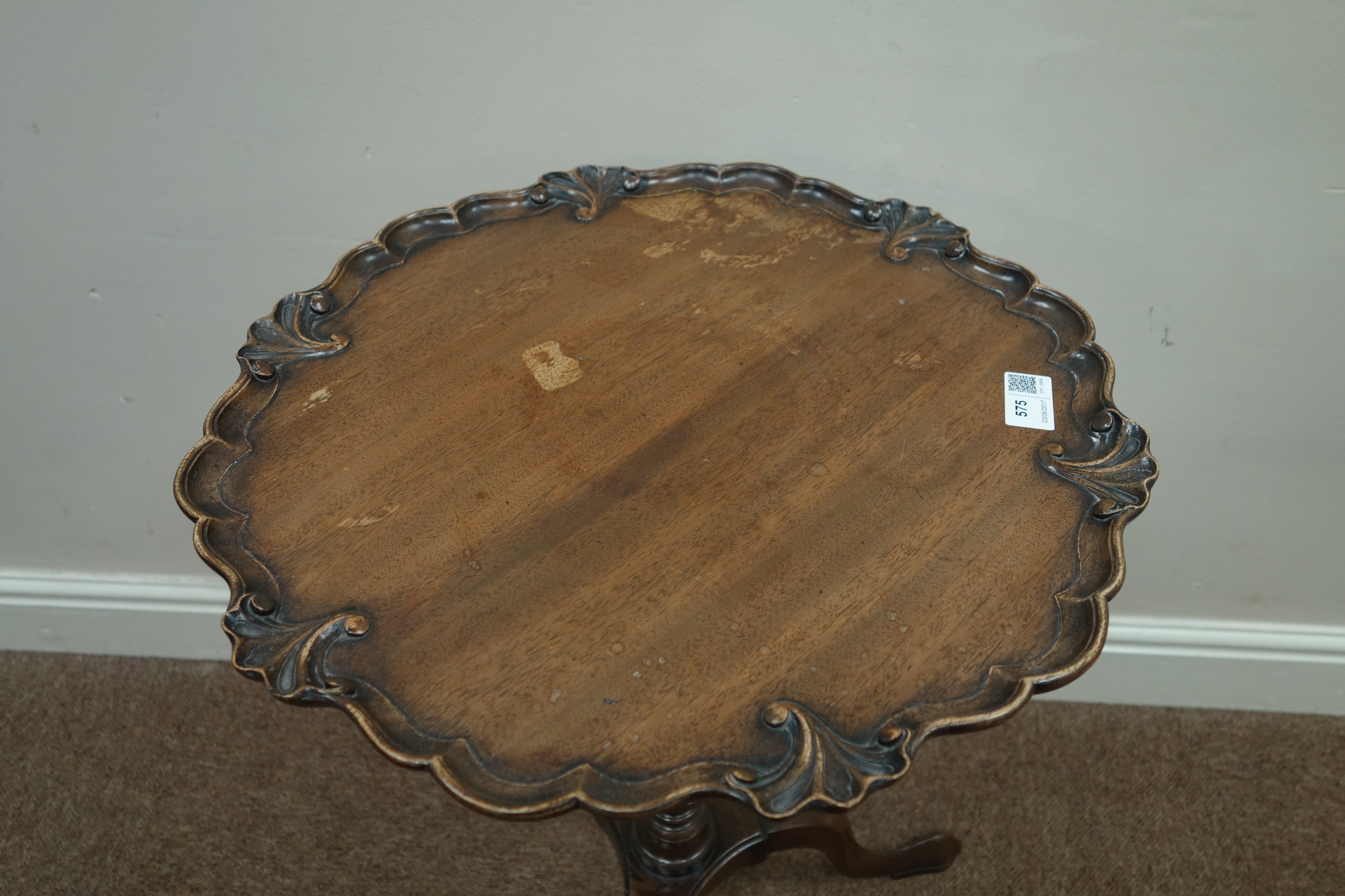 Early 20th century mahogany wine table, shaped pie crust top, - Image 2 of 2