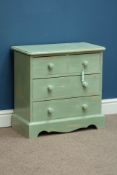 Small rustic laurel green painted pine chest, two short and two long drawers, W60cm, H59cm,