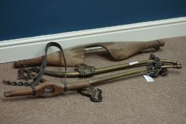 Set of brass horse hames with chains and a yoke etc (5) Condition Report <a