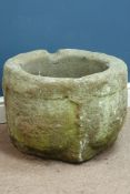 Early yellow stand stone mortar, D52cm, H37cm Condition Report <a href='//www.