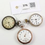 Cortebert silver fob watch and two other continental watches all hallmarked Condition