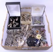 Early 20th century hallmarked silver brooches, charm bracelet, charms,