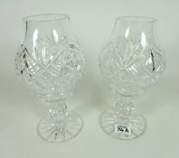 Pair of cut glass candle holders, H26cm Condition Report <a href='//www.