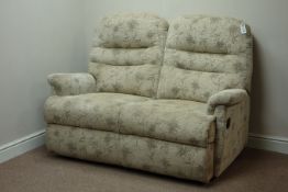 Two seat manual reclining sofa upholstered in beige fabric sofa,