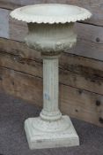 Victorian style centre-piece urn with Corinthian column and egg and dart rim, antique white finish,