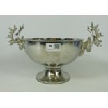 Kenneth Turner silver plated Stag head punch bowl D20.