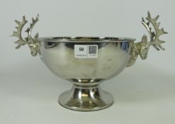 Kenneth Turner silver plated Stag head punch bowl D20.