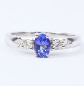 18ct white gold tanzanite and diamond ring hallmarked Condition Report <a