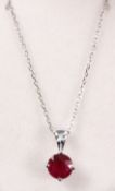 18ct white gold ruby pendant necklace hallmarked (ruby approx 0.