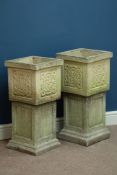 Pair composite stone planters and a pair of plinths Condition Report <a