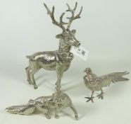 Silver plated Stag, Pheasant and fox (3) Condition Report <a href='//www.