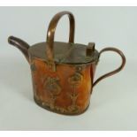 Art Nouveau copper hot water can by Joseph Sankey, decorated with flowers,