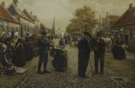 Dutch Townscape, 20th century colour print after Henri Houben (Flemish 1858-1931),